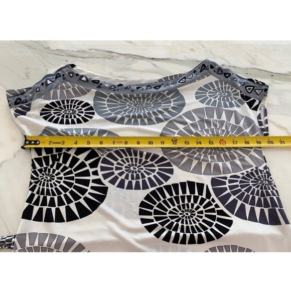 AUDREY MAI GRAY WHITE PRINT BELTED DRESS SIZE SMALL - Picture 7 of 9